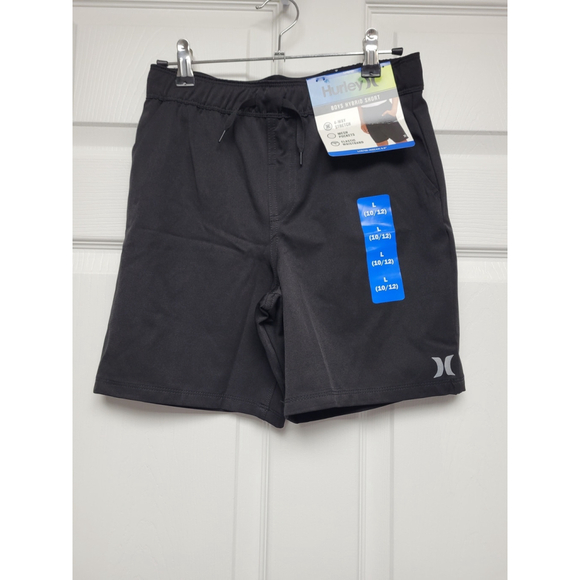 Boys Hurley Hybrid Shorts Size L (10/12) Black NWT - Picture 1 of 4